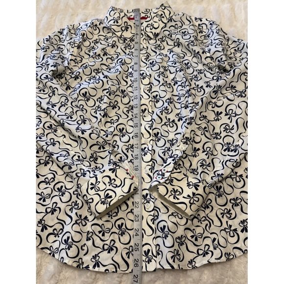 Talbots Wrinkle-Resistant Blouse Ribbon Pattern Cotton Blend Women's Size 8 - Picture 9 of 15